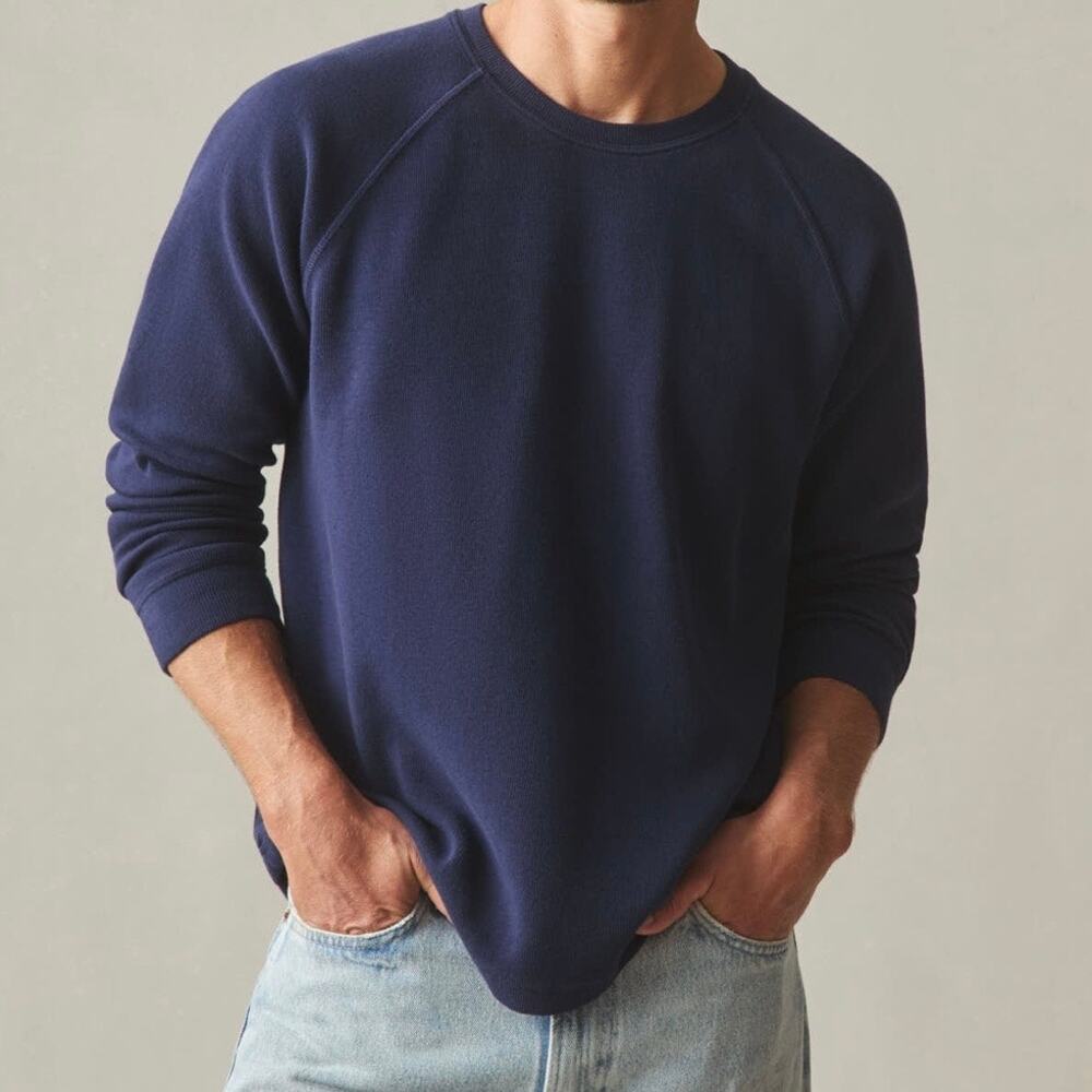 American Giant French Rib Knit Long Sleeve Crew Sweater Men's XL True Navy